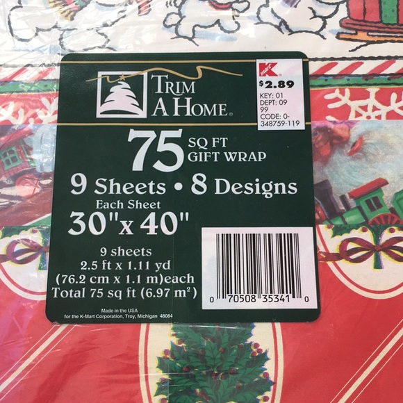 Vintage Holiday Vintage Christmas Gift Wrap Kmart Trim A Home 75 Sq